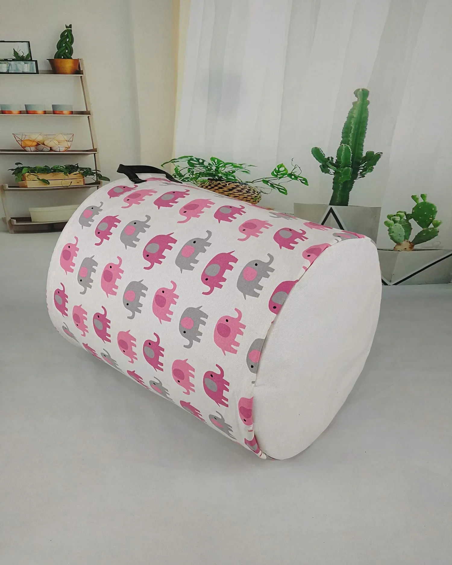 19.7 Laundry Hamper Toys Box Storage Bins Canvas Waterproof Collapsible Clothes Organizer Basket with Handle Freestanding Large Cute Light Weight for Home Kids Baby Room(elephant) pink grey elephant