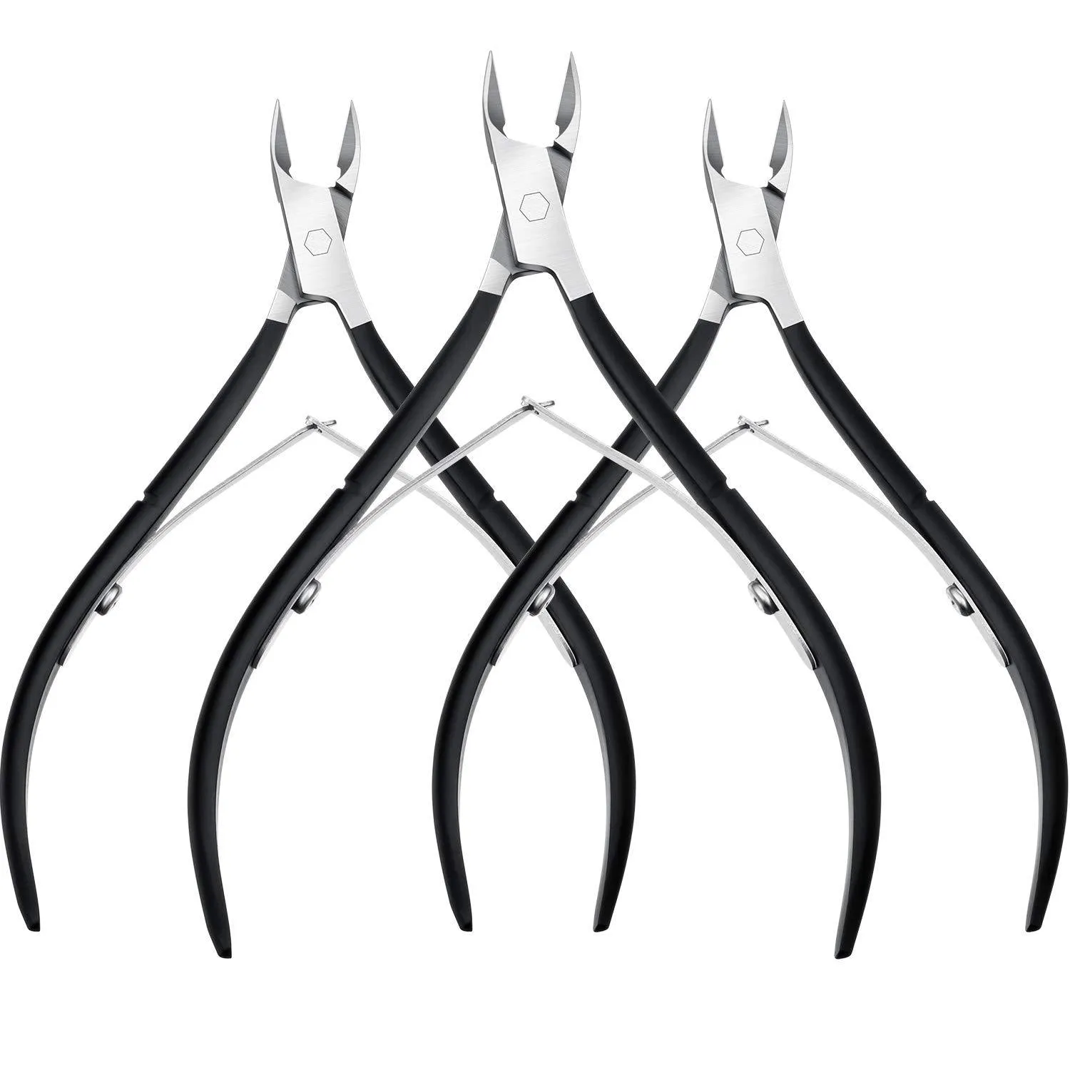 3 Packs Cuticle Cutter Cuticle Nippers Pointed Blade Cuticle Trimmer Stainless Steel Nail Clippers Manicure Tool for Fingernails No Cuticle Pusher (Black) Black