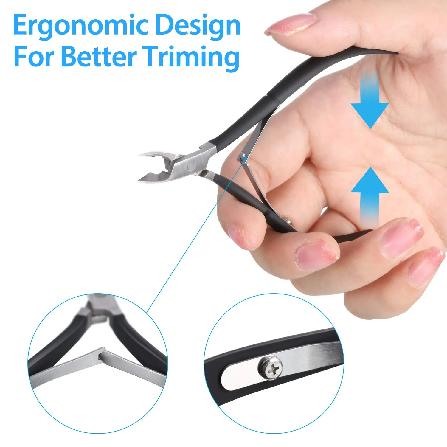 3 Packs Cuticle Cutter Cuticle Nippers Pointed Blade Cuticle Trimmer Stainless Steel Nail Clippers Manicure Tool for Fingernails No Cuticle Pusher (Black) Black