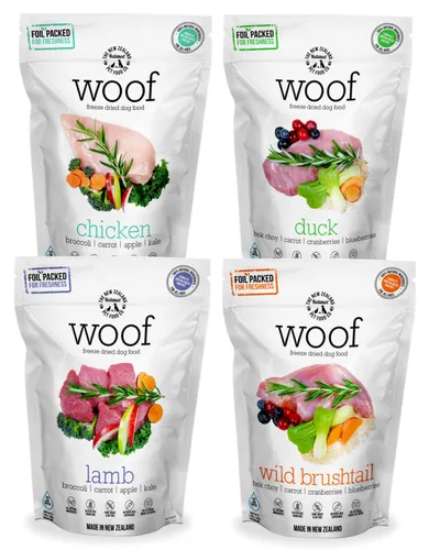 [4 FOR $159.90] [MIXABLE FLAVOURS] WOOF Freeze Dried Raw Dog Dry Food 320g