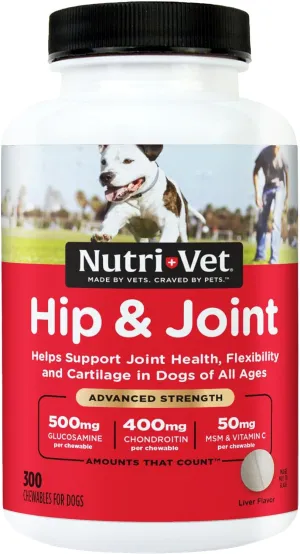 Advanced Strength Hip & Joint Chewable Dog Supplements - 300 Tablets