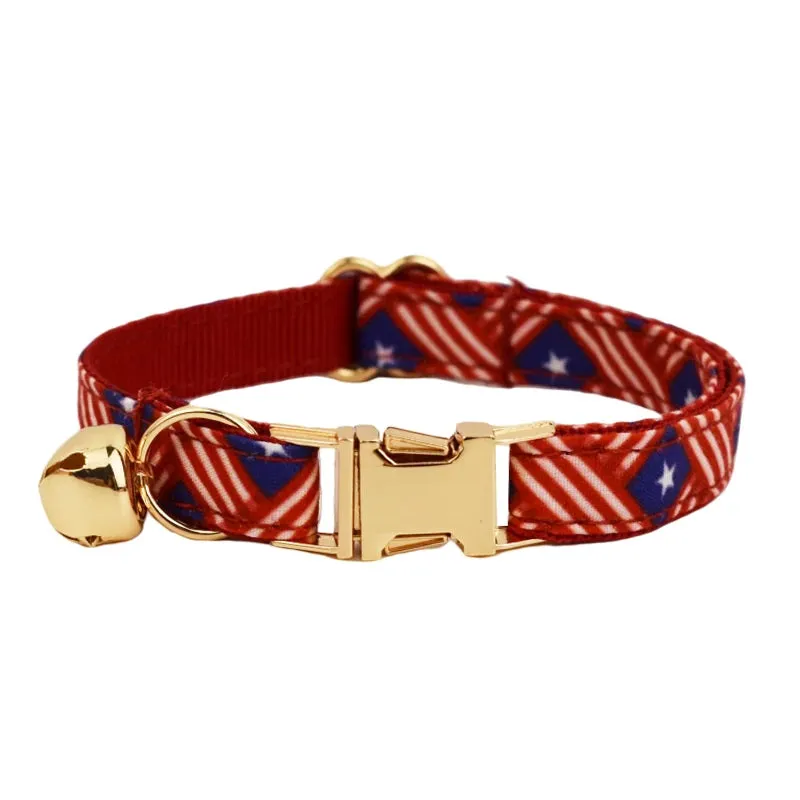 AnyWags Cat Collar Banner Red Small with Safety Buckle, Bell, and Durable Strap Stylish and Comfortable Pet Accessory