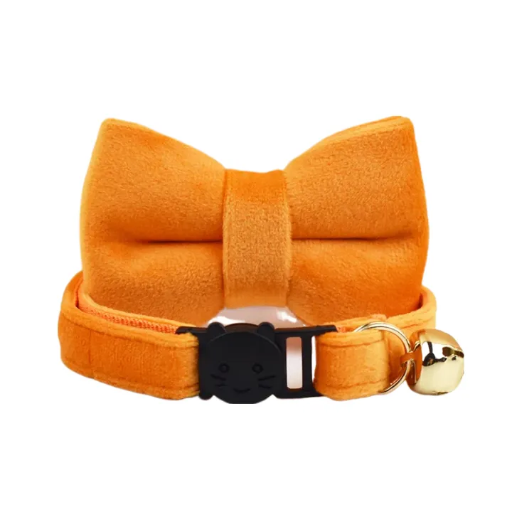 AnyWags Cat Collar Sunset Orange Bow Large with Safety Buckle, Bell, and Durable Strap Stylish and Comfortable Pet Accessory