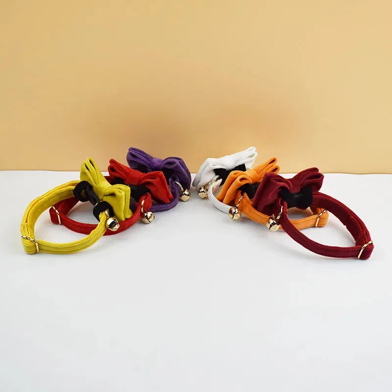 AnyWags Cat Collar Sunset Orange Bow Large with Safety Buckle, Bell, and Durable Strap Stylish and Comfortable Pet Accessory