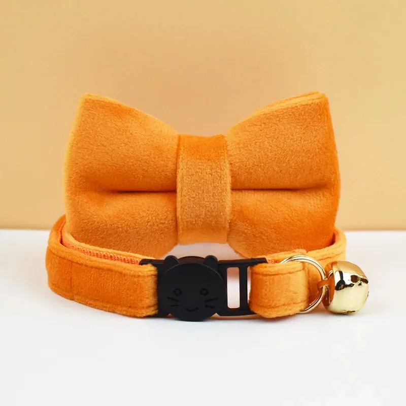 AnyWags Cat Collar Sunset Orange Bow Large with Safety Buckle, Bell, and Durable Strap Stylish and Comfortable Pet Accessory