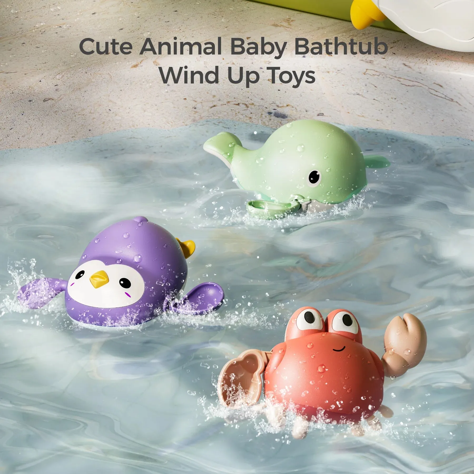 Bath toy crab bath bubble maker with 3 wind-up swimming toys, bathtub automatic bubble machine for toddler kids 18 Months 