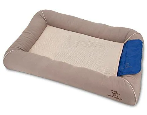 Cooling Pet Bed with Removable Self-cool Gel Mat for Dog / Cat - Taupe, Large (36 x 24 x 5)
