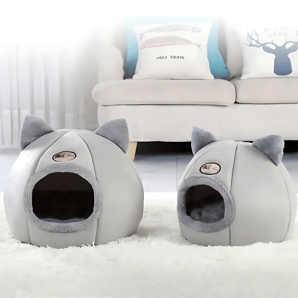Cozy 2-In-1 Pet Home with Ears – Warm, Soft, and Adorably Stylish!