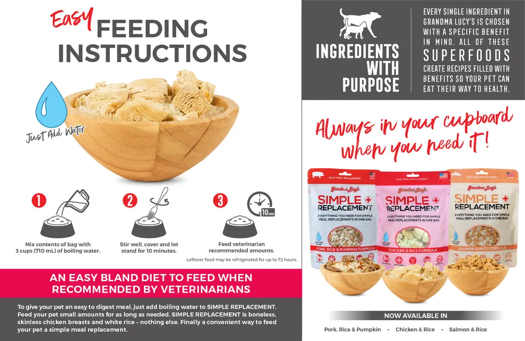 Grandma Lucy's Simple Replacement Chicken & Rice Formula Cat & Dog Meal Replacement, 7oz