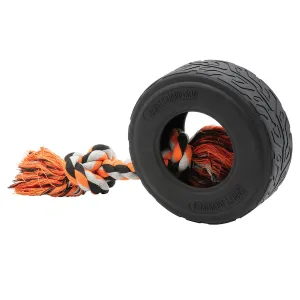 Harley-Davidson Embossed Rubber Tire & Rope Tug Pet Toy. Black HDX-90208