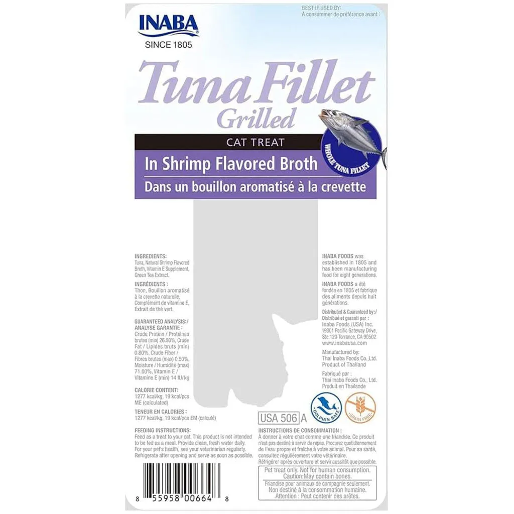 Inaba Grilled Tuna Fillet in Shrimp Flavored Broth Cat Treat, 0.52-oz