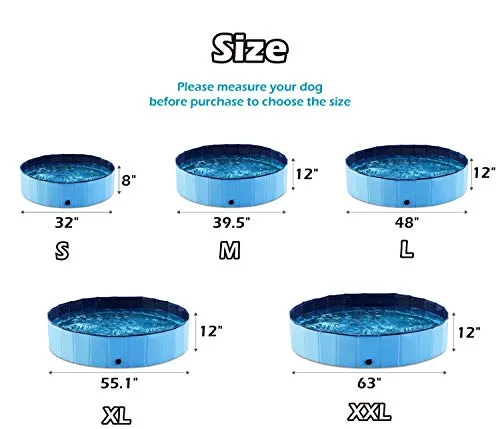 Jasonwell Foldable Dog Pet Bath Pool Collapsible Dog Pet Pool Bathing Tub Kiddie Pool for Dogs Cats & Kids (63".D x 11.8".H, Blue)