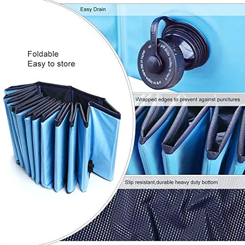Jasonwell Foldable Dog Pet Bath Pool Collapsible Dog Pet Pool Bathing Tub Kiddie Pool for Dogs Cats & Kids (63".D x 11.8".H, Blue)