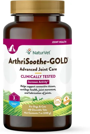 NaturVet ArthriSoothe-Gold Advance Level 3 Joint Care Chewable Tablets for Dogs & Cats