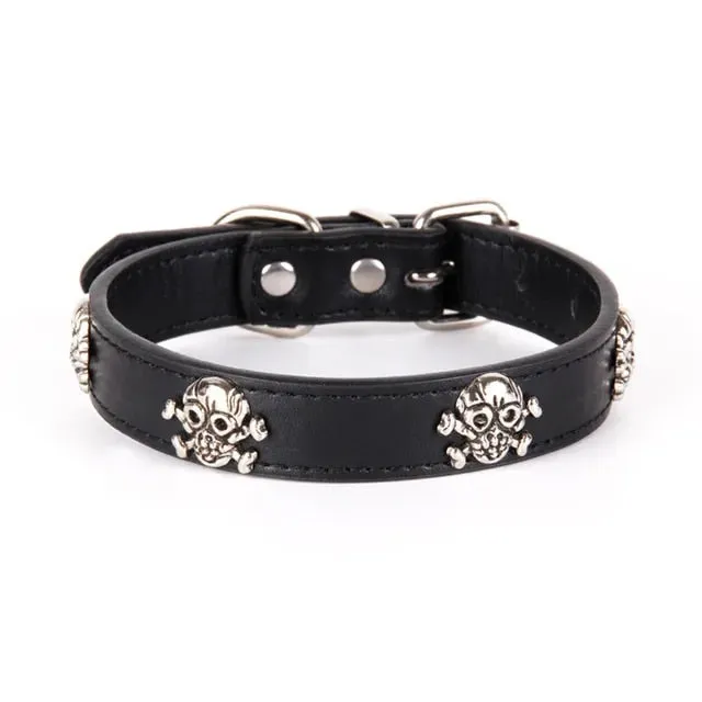 PetAffairs Skull Leather Pet Collar Stylish Pet Accessory