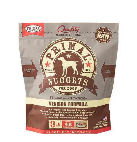Primal Venison Formula Grain-Free Frozen Raw Nuggets Dog Food