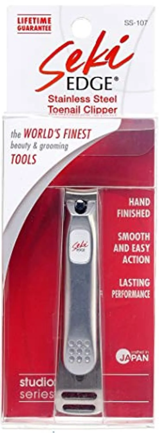 Seki Edge Stainless Steel Toe Nail Clippers (SS-107) Stainless Steel Toenail Clippers for Men & Women - Sharp Cutting Edges for Thick Nails - Professional & Home Use - Made in Japan