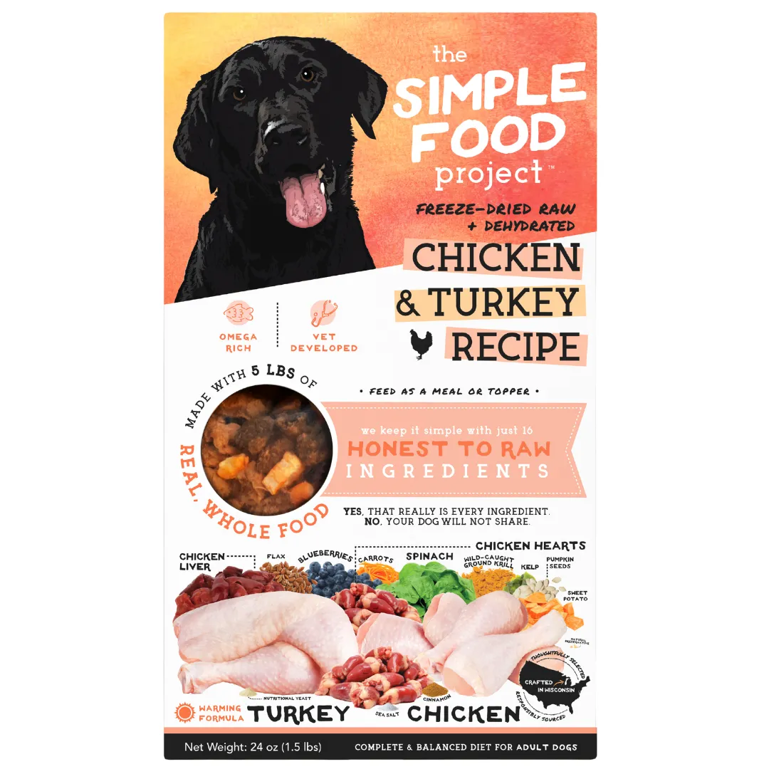 The Simple Food Project Freeze-Dried Raw   Dehydrated Chicken & Turkey Recipe For Dogs