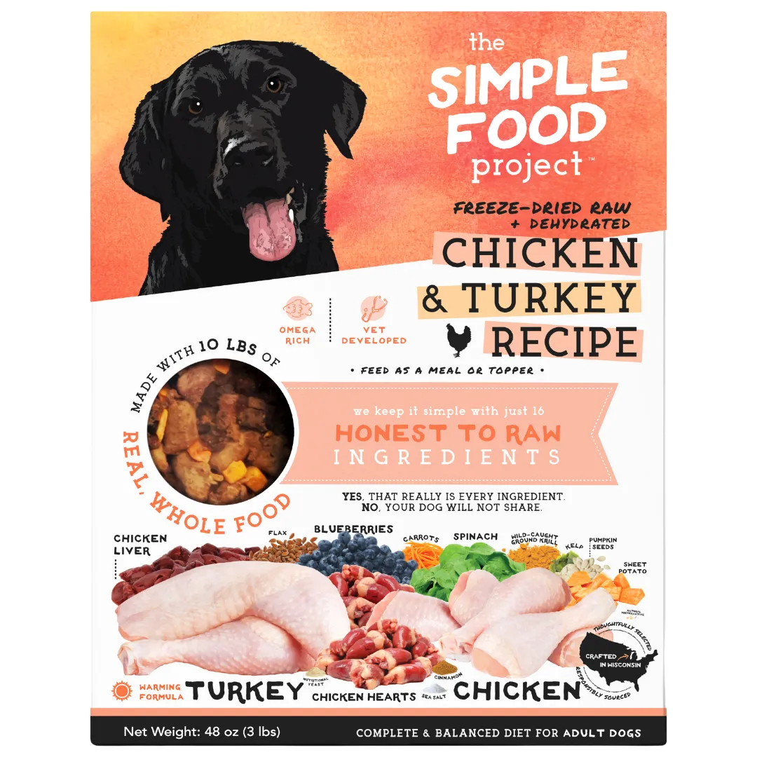 The Simple Food Project Freeze-Dried Raw   Dehydrated Chicken & Turkey Recipe For Dogs