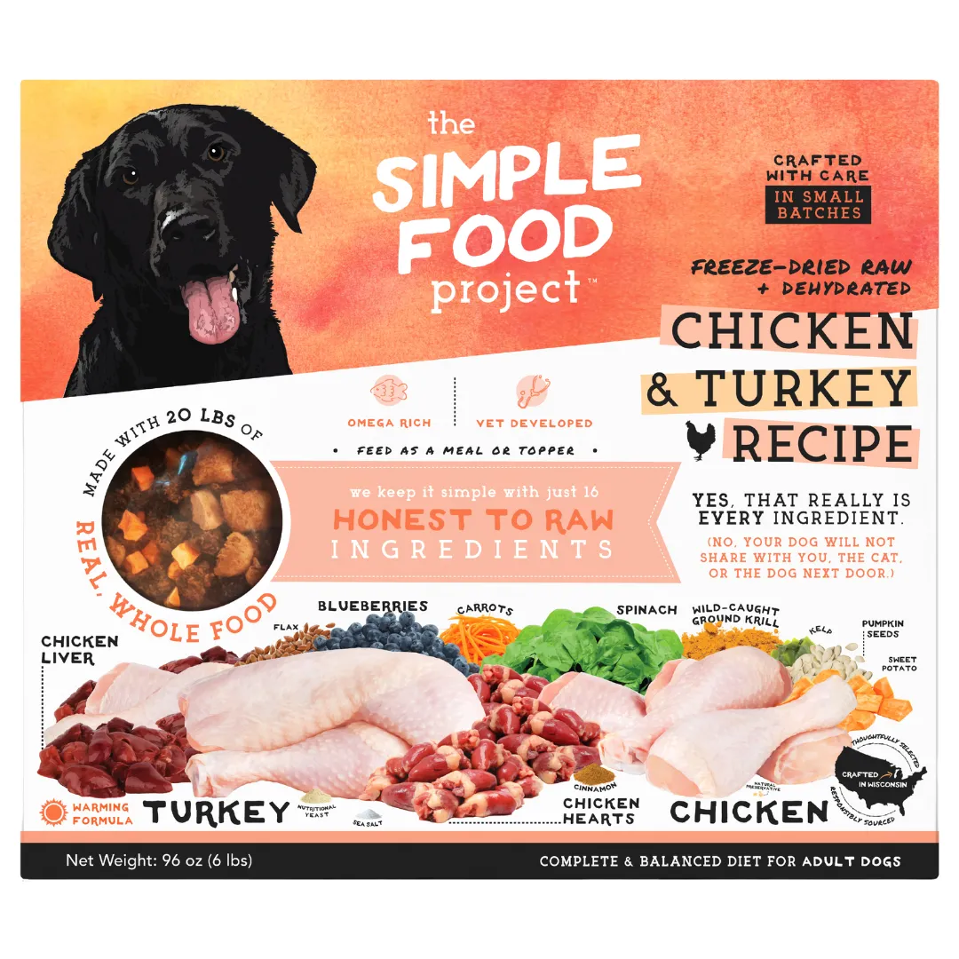 The Simple Food Project Freeze-Dried Raw   Dehydrated Chicken & Turkey Recipe For Dogs